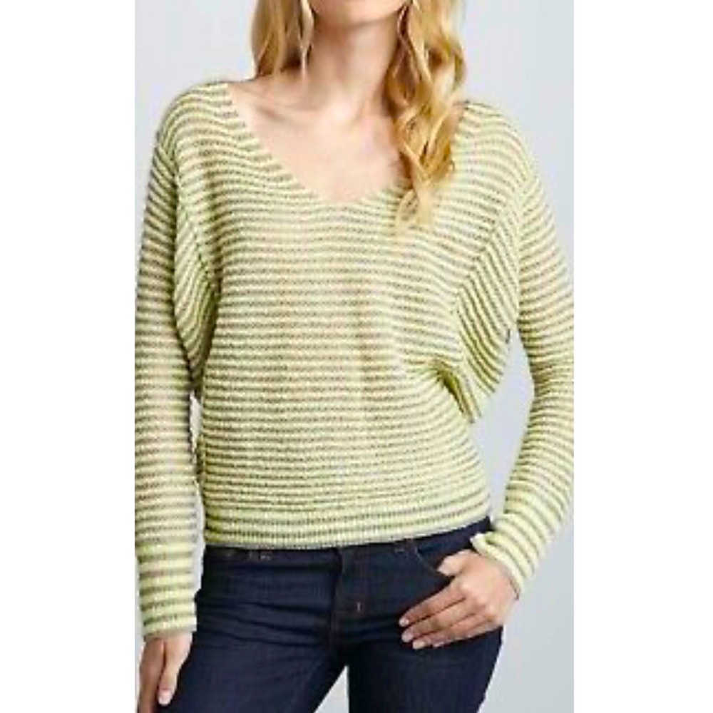 NWT Free People slouchy lime green and gray sweater. Size M.